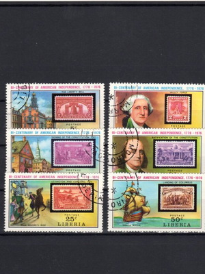 Liberia Stamp Series New, Six Foreign Stamps on Stamps Theme