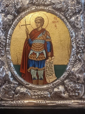 Ασημένια εικόνα του Αγίου Φανουρίου χειροποίητη μεταχειρισμένη