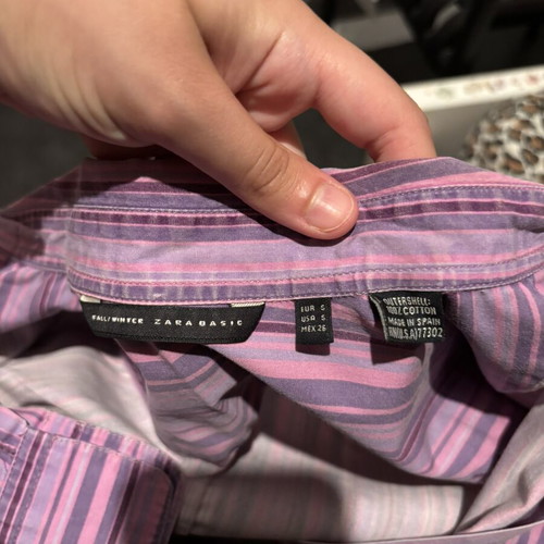 Zara Basic striped shirt pink and purple size S like new