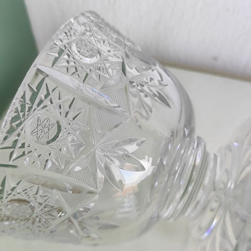 Crystal bowl with foot used, elegant engraved design