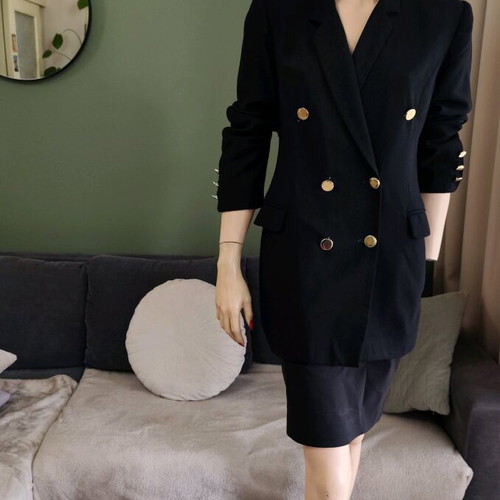 Lola double-breasted wool blazer used, black, size 38