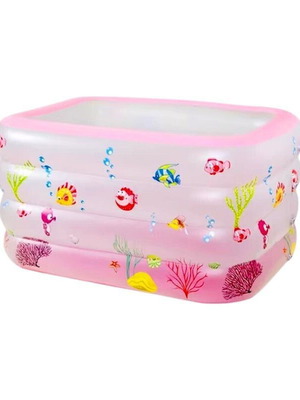 Children's inflatable pool new, 140x100x70cm, pink with designs