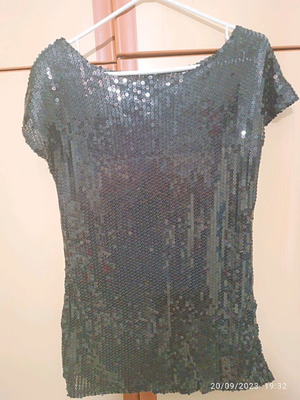 Mini dress blouse with black sequin used, Abysse, size M