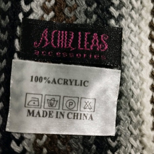 Scarf with stripes and fringes like new, gray and brown