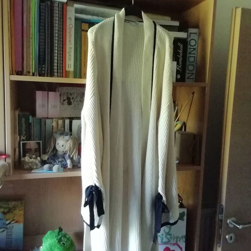 Mango long beige cardigan like new with black details