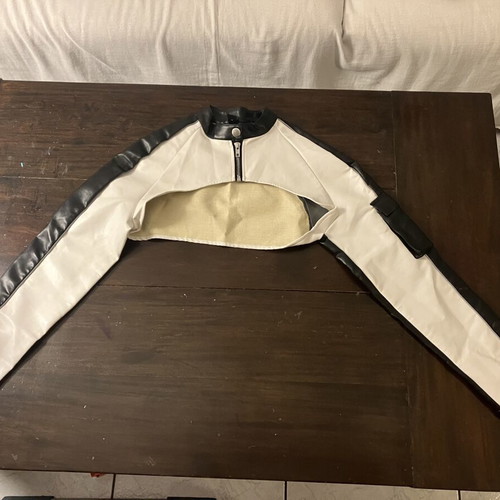 Shein crop motorcycle jacket, black and white, XS