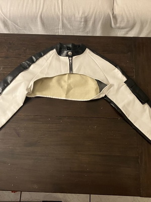 Shein crop motorcycle jacket, black and white, XS