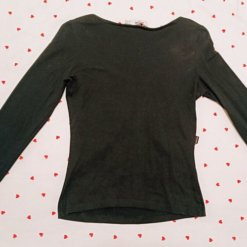 Moschino black long-sleeve cotton top like new with metal details