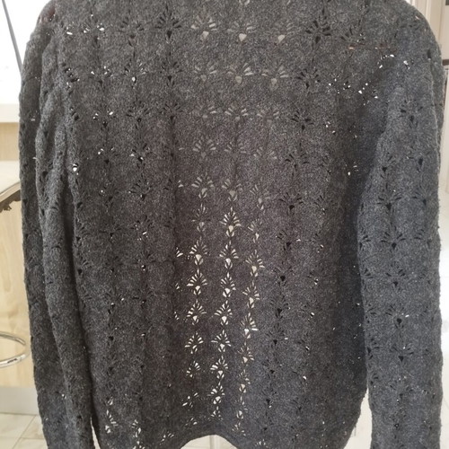Vintage black knitted cardigan with silver thread and metal buttons size M like new