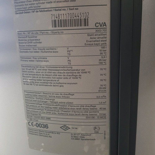 Viessmann Boiler 160l like new