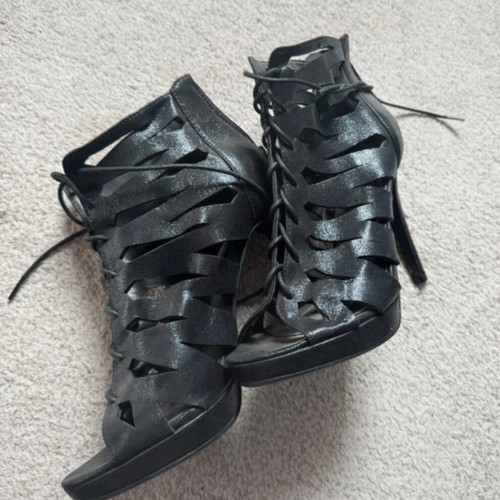 Black high stiletto sandal new, size 38