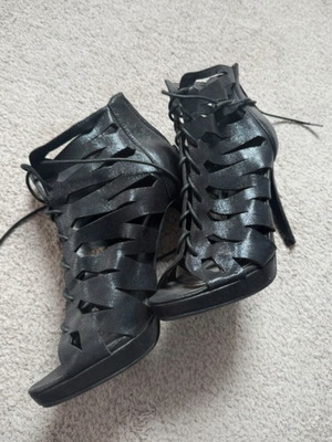 Black high stiletto sandal new, size 38