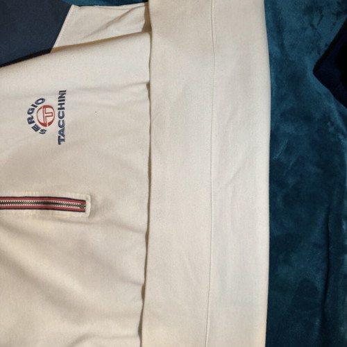 Sergio Tacchini half-zip sweatshirt used, size XL, off-white with navy