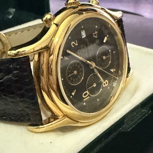 Claude Perrier Chronograph Gold Plated Watch vintage 1990, like new