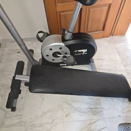 Stationary bike and incline abdominal bench used, good condition