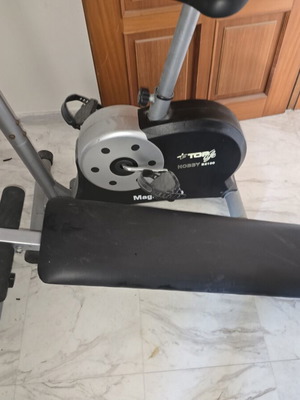 Stationary bike and incline abdominal bench used, good condition