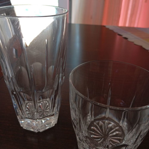 Crystal glasses set of 12, 6 tall and 6 short