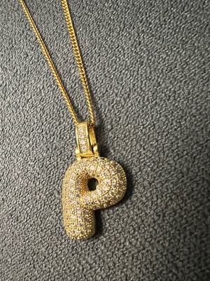 Necklace with stainless steel chain letter P new