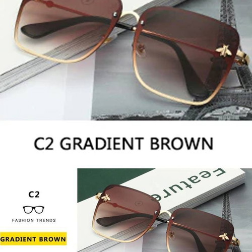 Fashion Lady square sunglasses new, brown gold with Natalia Oreiro CD gift