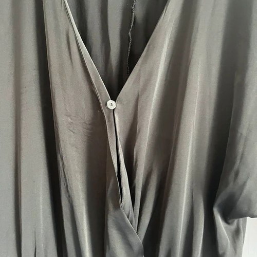 Black satin summer short-sleeve jumpsuit Deppy Joo, size S-M
