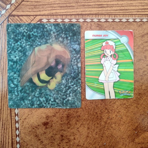 Pokemon Cards and Tazos Collection used, 34 pieces including 3D and Metal