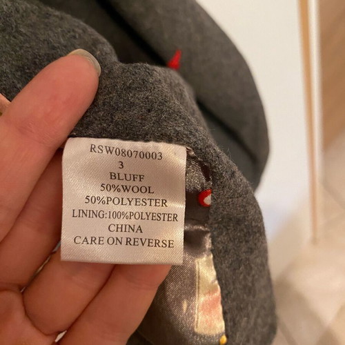 Ringspun coat like new, gray, size L, 50% wool 50% polyester