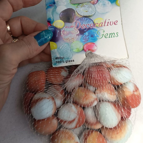 Decorative glass gems new, 400g, pebble imitation