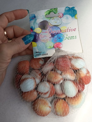 Decorative glass gems new, 400g, pebble imitation