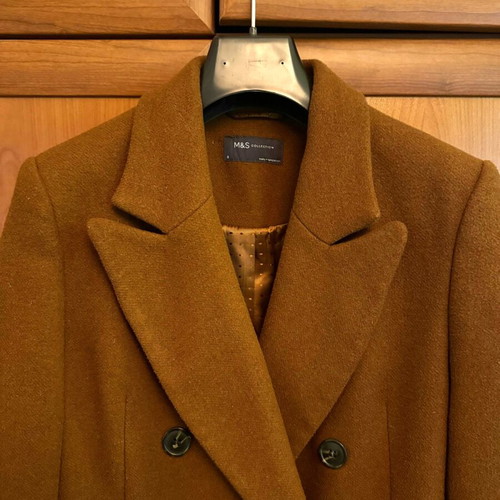 Marks & Spencer wool coat used, tan, size small