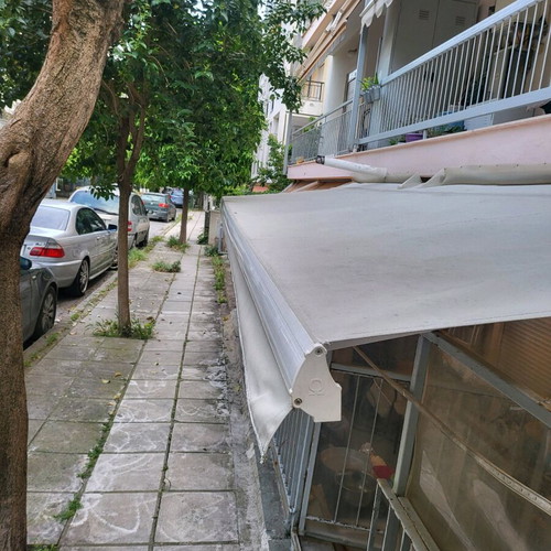 Tenda shading awning like new, white fabric with patterns, 6.41x1.90