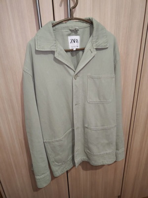 Zara denim jacket pastel green XS oversized like new