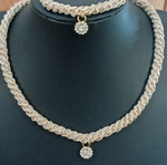 Handmade beige and gold bracelet necklace set new