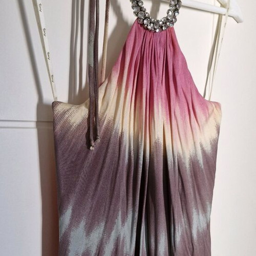 Sky Brand mini dress size M, tie-dye halter neck with crystals