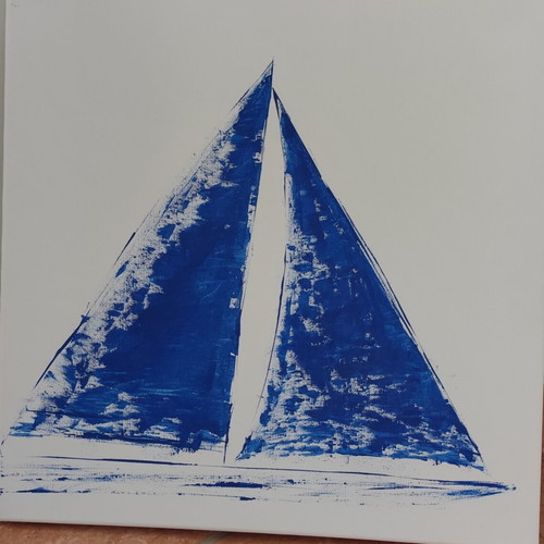 Sailboat painting, 40x40 cm