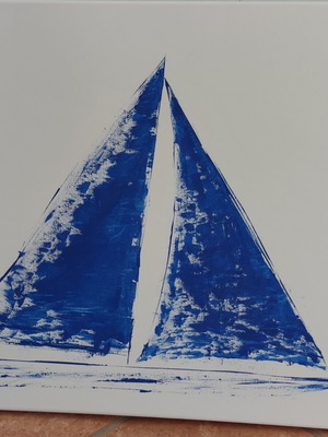 Sailboat painting, 40x40 cm