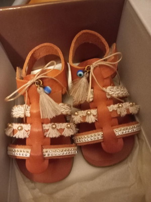 Παιδικά δερμάτινα πέδιλα Babywalker καφέ καινούργια νούμερο 20