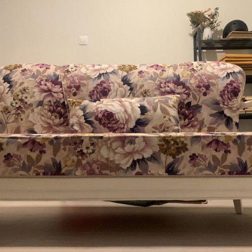 Living room furniture set with floral sofa and illuminated bookshelf new