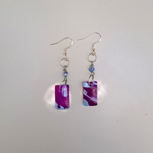 Square Earrings New Purple-Blue Recycled Hypoallergenic