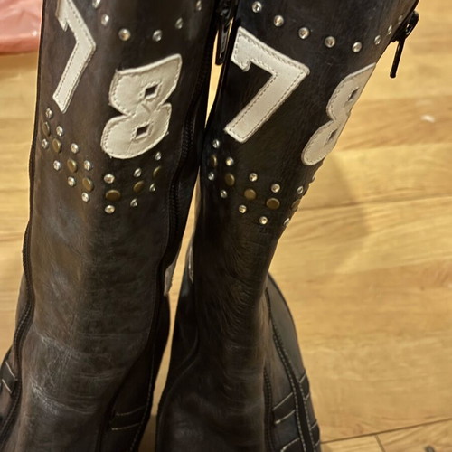 Leather cowboy boots Tsakiris Mallas used, size 42, black with gold