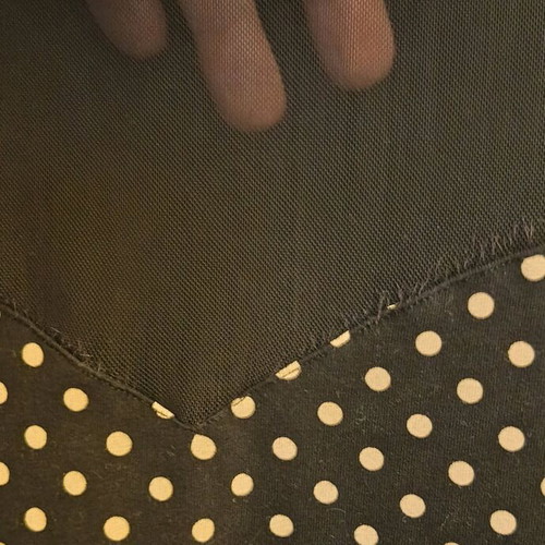 H&M women's long-sleeve blouse black with beige polka dots like new