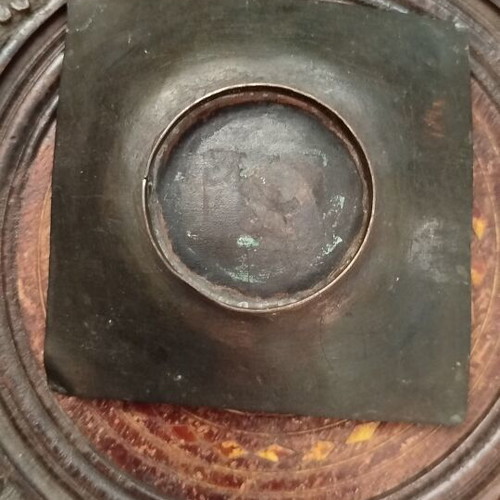 Vintage enamel on iron decorative plate, Mid-Century Modern style