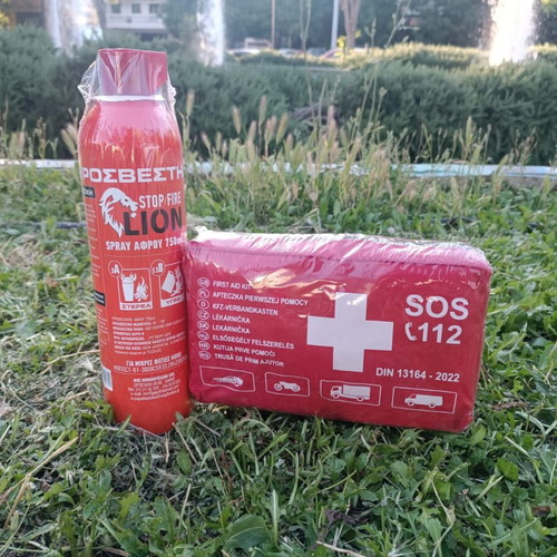 Fire Extinguisher 750ml and First Aid Kit DIN 13164-2022 new