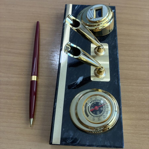 Vintage marble Quartz pen holder with two pens