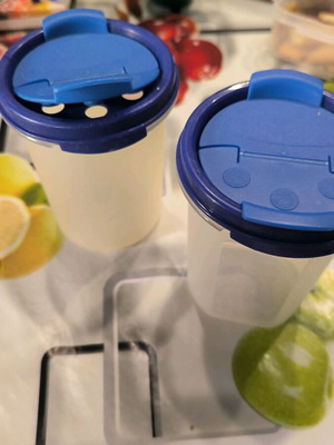 Tupperware δοχεία αποθήκευσης τροφίμων 440ml με μπλε καπάκια, σετ 2