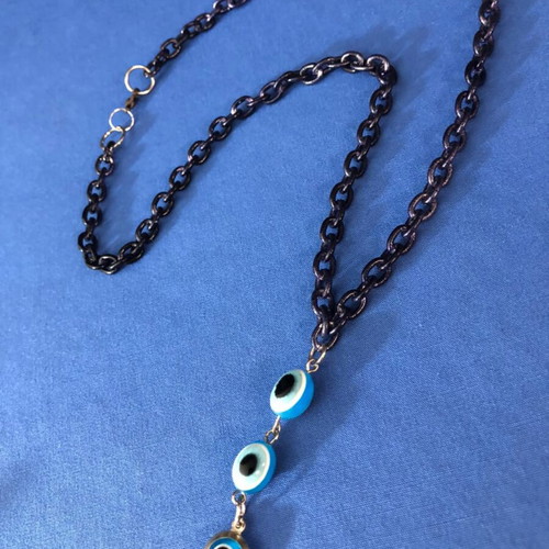 Chunky Dark Blue Evil Eye Chain Necklace new, Y2K alternative jewelry