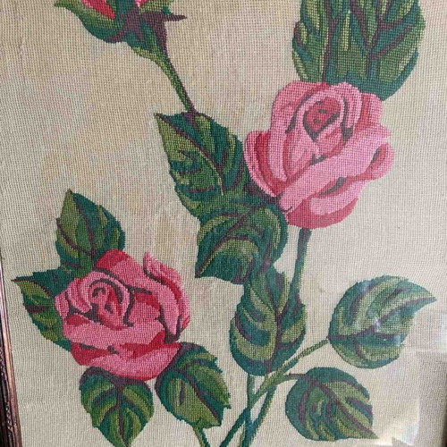 Vintage set of 2 decorative embroidered frames with velvet border like new