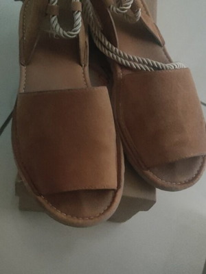 Suede lace up sandals like new, size 38, brown and orange
