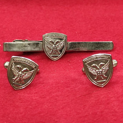 Cufflinks and tie clip with Hellenic Army emblem new