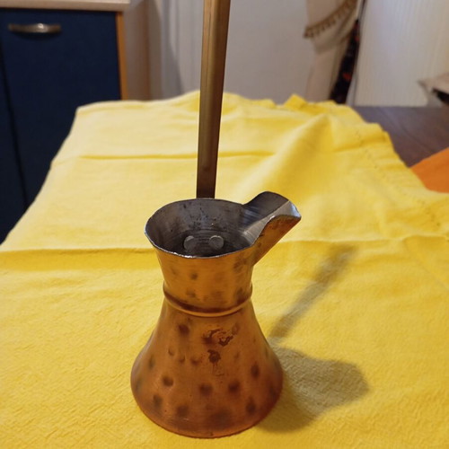 Vintage Handcrafted Copper Briki with Hammered Design used