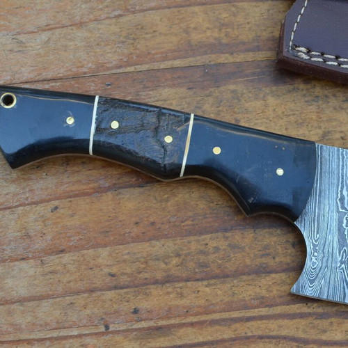 Damascus hand forged kitchen chef cleaver with buffalo horn handle, Eagle Collection 5760